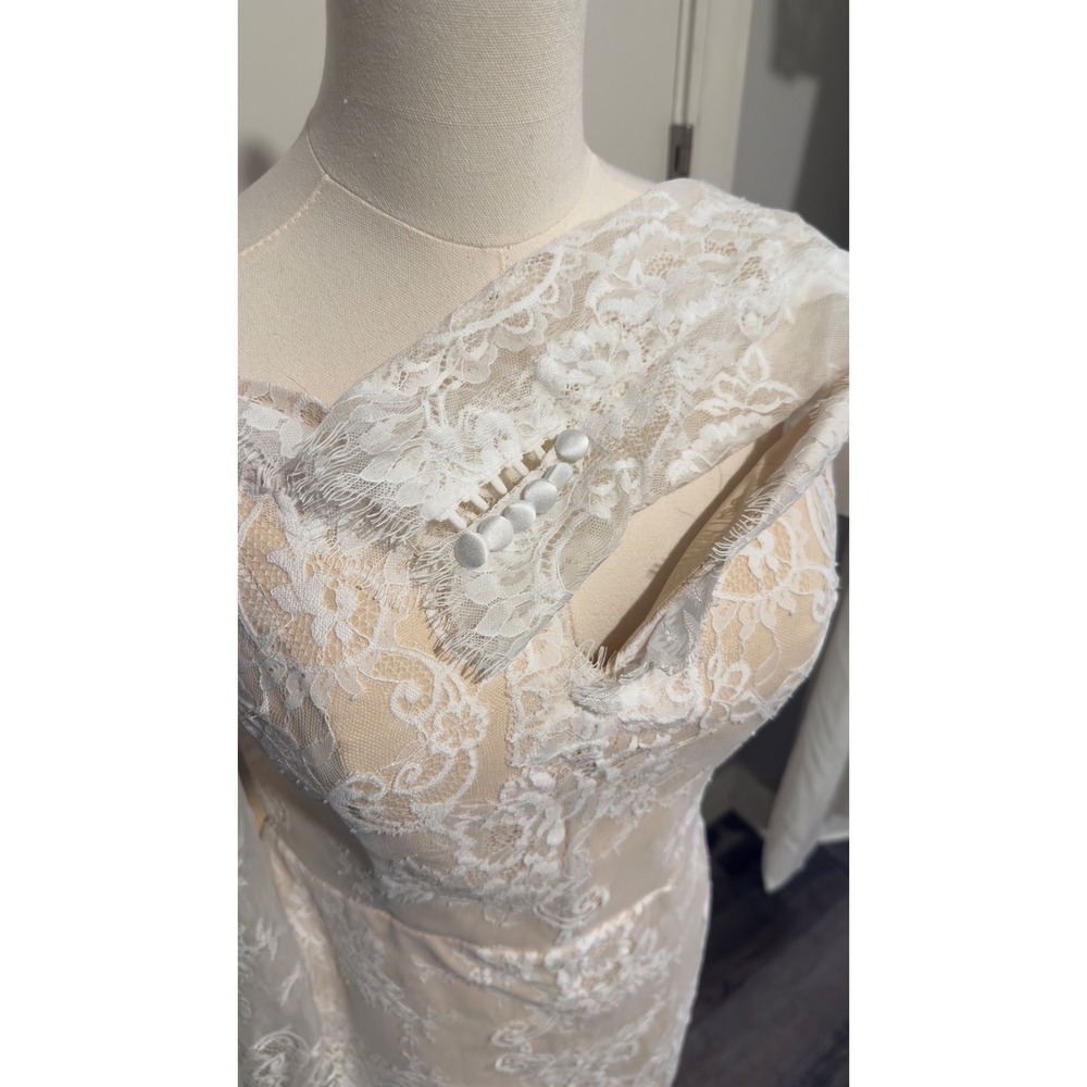 White Lace Off Shoulder Corset Back Mini Dress Gla Party Sexy Wedding Rehearsal - Picture 6 of 10